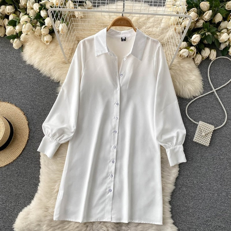 Lantaarnmouw blouse & gebreide vest – tweedelige set