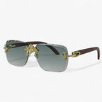 Randloze steampunk zonnebril met metalen accenten