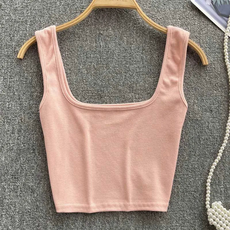 Rugloze cropped tanktop in effen kleur