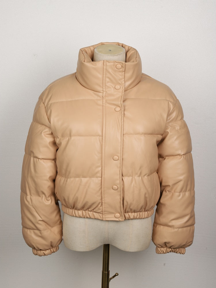 Leren puffer jas voor dames