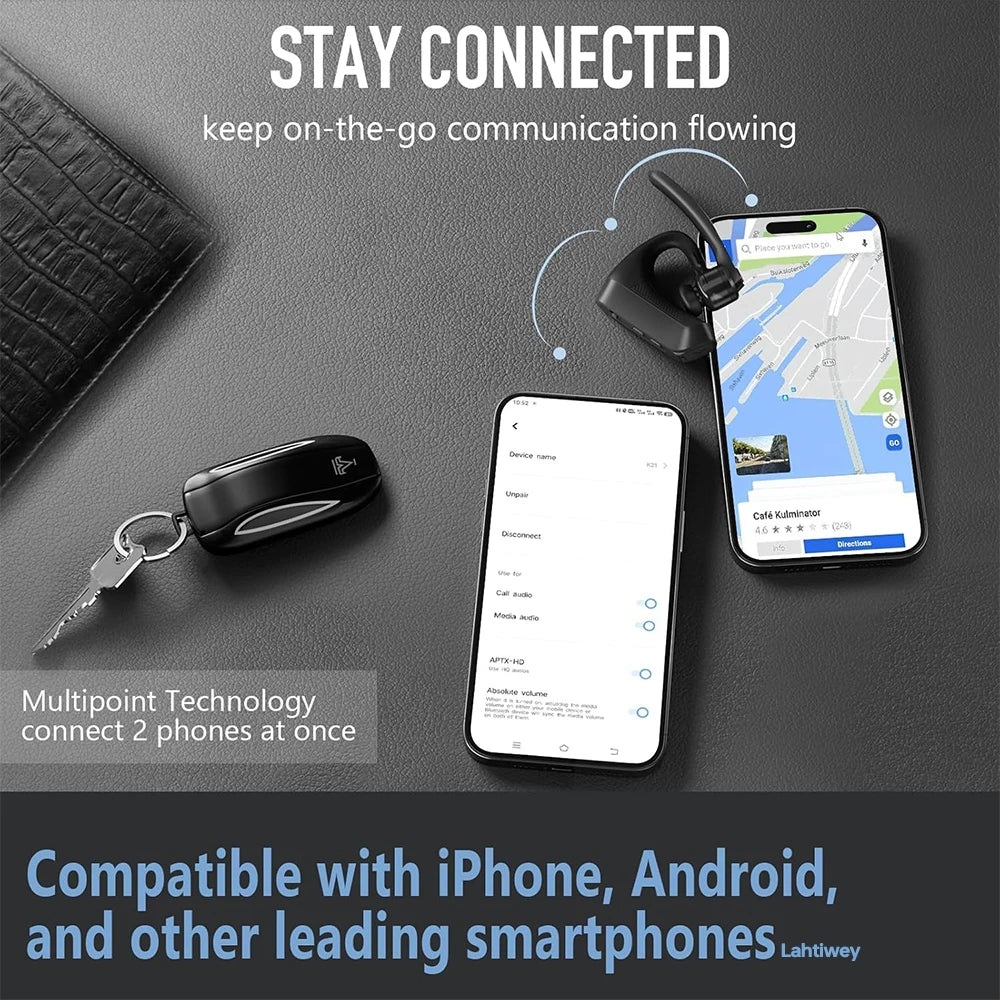 Ruisonderdrukkende bluetooth-headset met dubbele microfoons