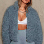 Teddy cropped jas voor dames