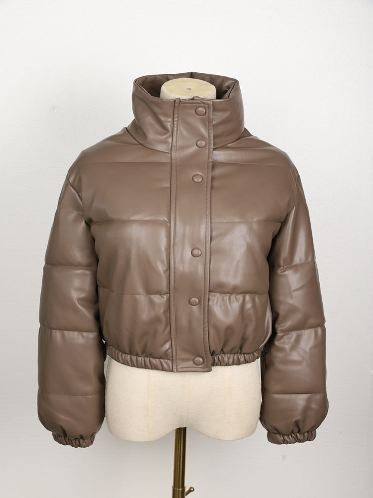 Leren puffer jas voor dames