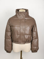 Leren puffer jas voor dames