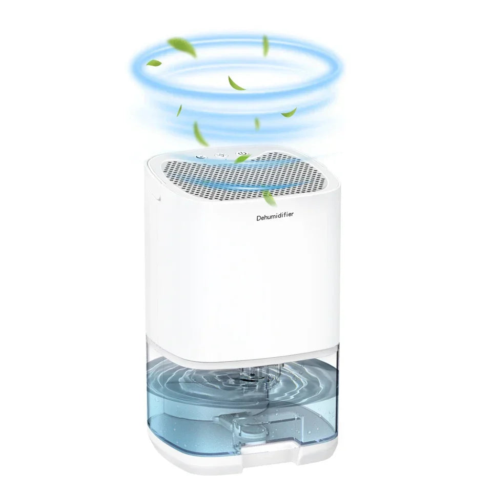 1000 ml draagbare 2-in-1 luchtontvochtiger met luchtfilter & nachtlampje