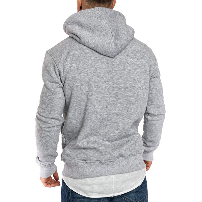 Casual hoodie voor heren - met buidelzak en wit koord