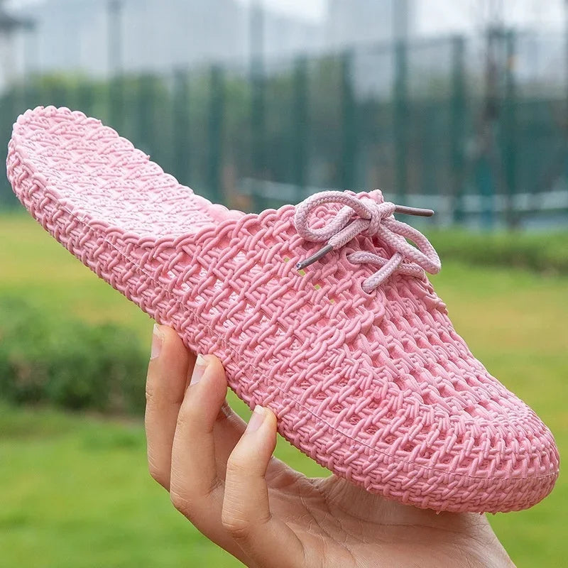 Ademende dames outdoor loafers met open tenen