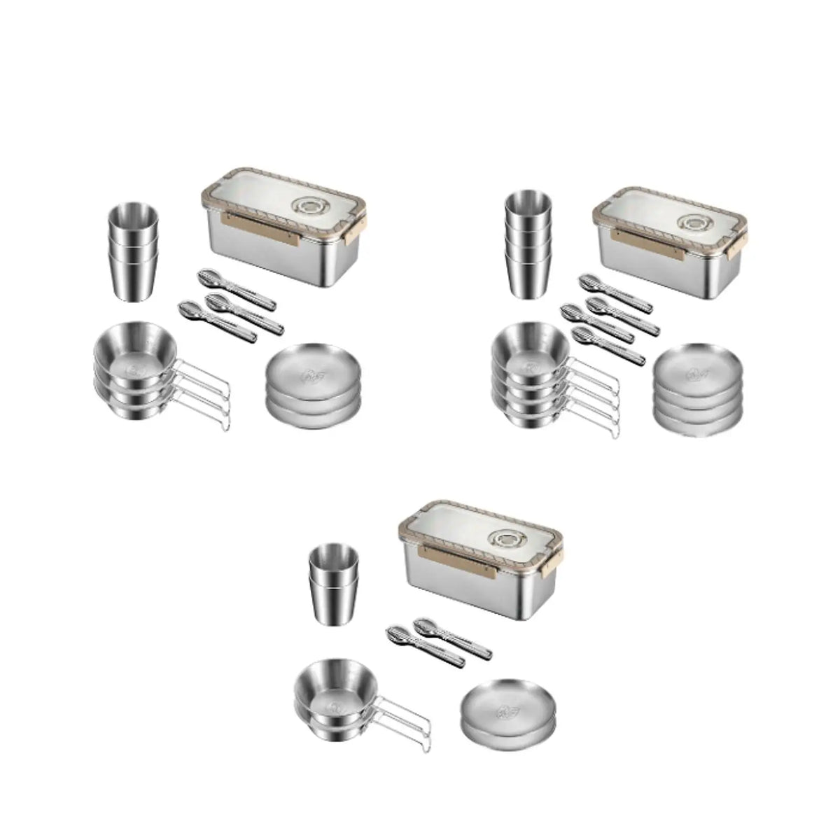 Camping messware kit RVS bestek met opslagdoos