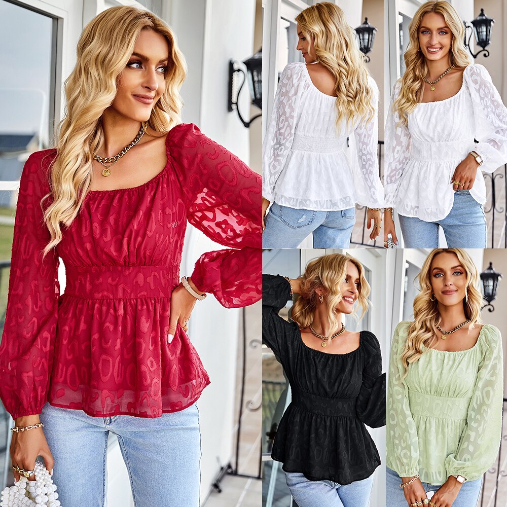 Blouse met pofmouwen voor dames