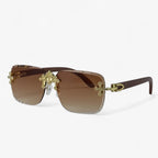 Randloze steampunk zonnebril met metalen accenten