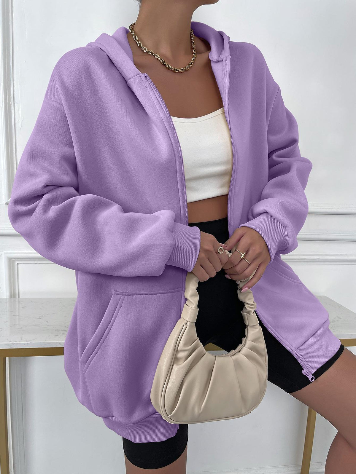 Vest met rits en hoodie voor dames