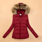 Winterjas met imitatie bontkraag voor dames