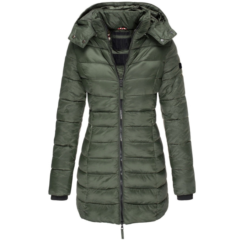 Dames parka met capuchon en donsvulling