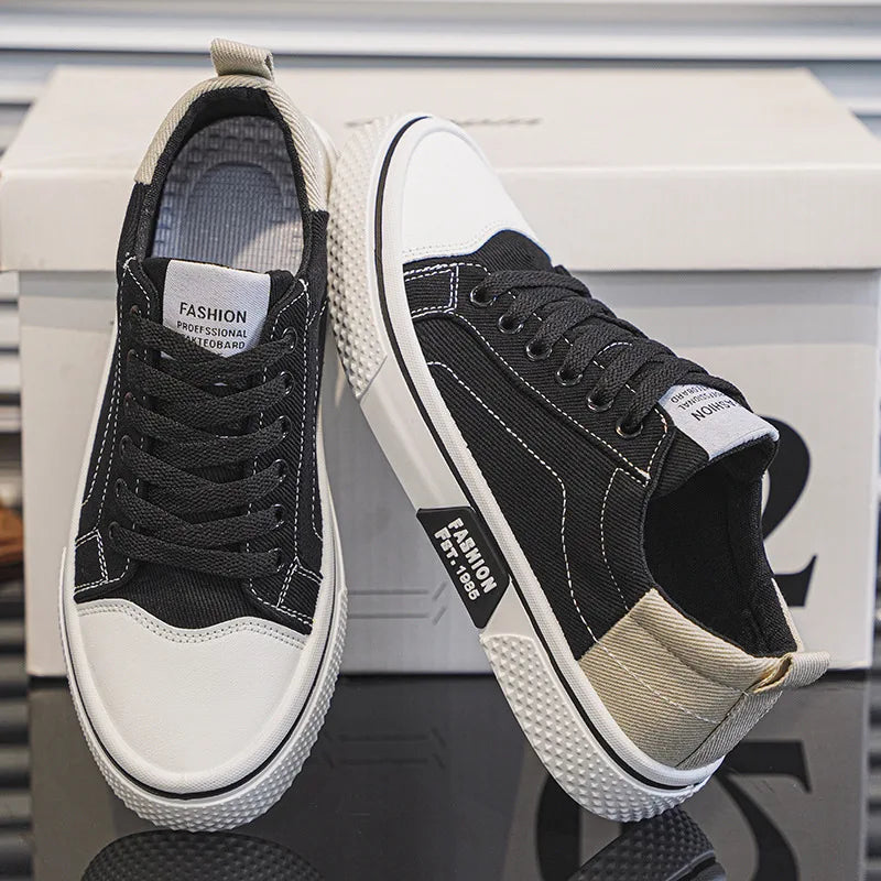 Lage herensneakers van canvas met veters