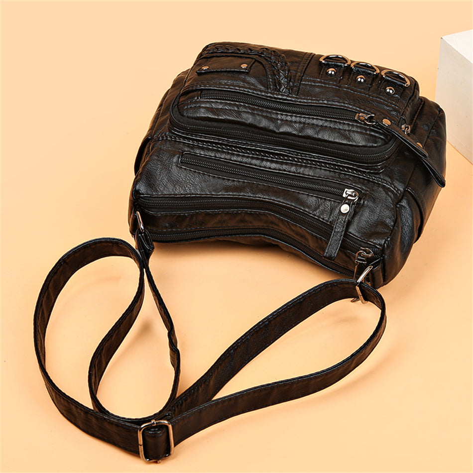 Vintage leren dames handtas