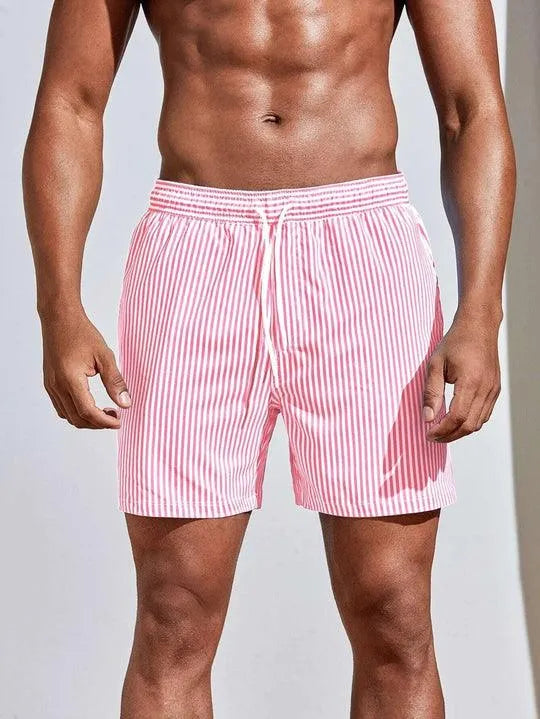 Gestreepte zwemshort met elastische tailleband en trekkoord
