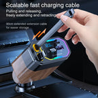 120W 4-in-1 opvouwbare auto oplader met USB-C & sigarettenaansteker adapter