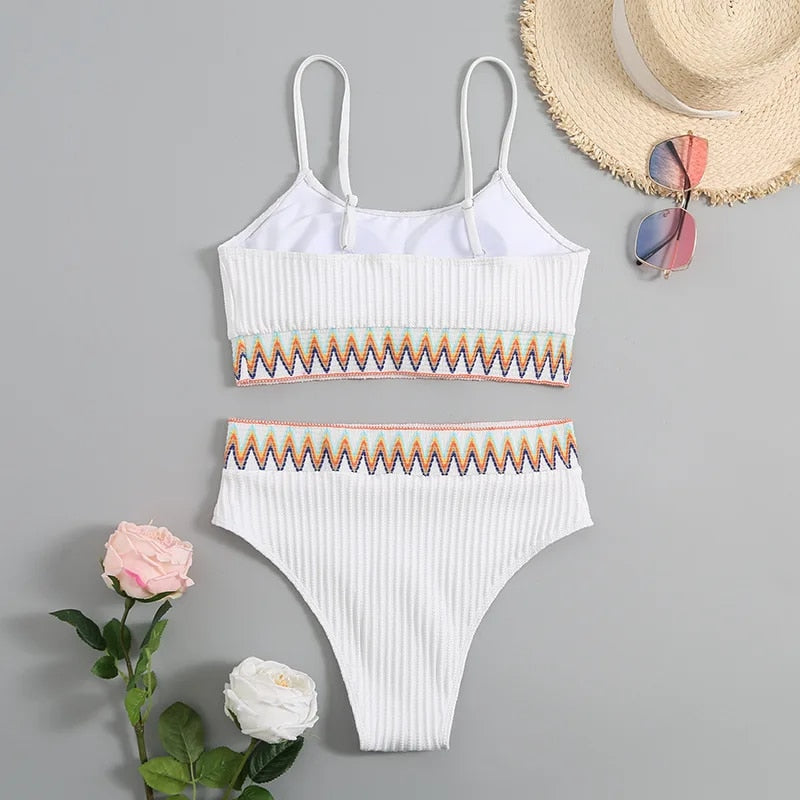 Bikini met verstelbare bandjes en hoge taille