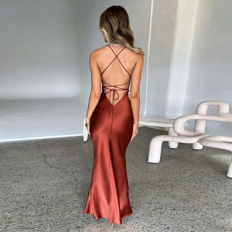 Effen maxi-jurk met zijsplit