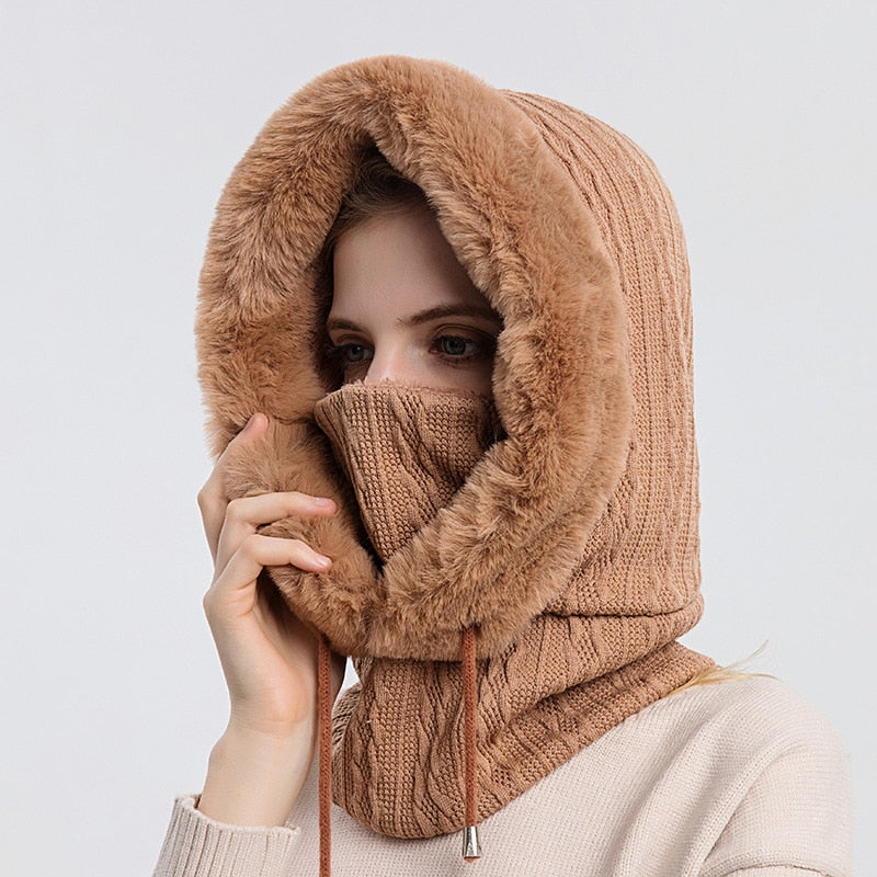 3-in-1 winter sjaal en muts voor dames