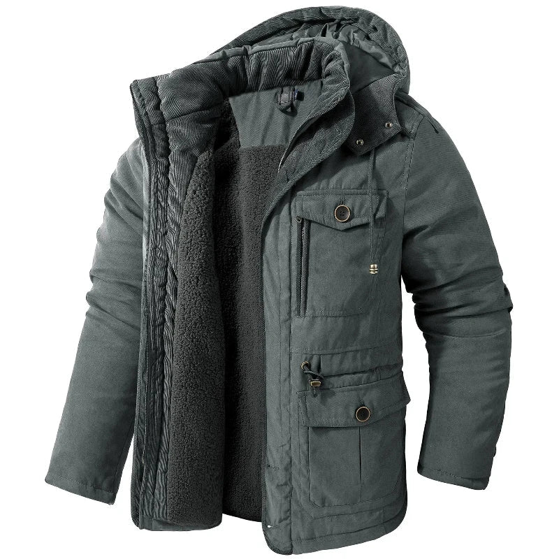 Geïsoleerde parka met capuchon en meerdere zakken