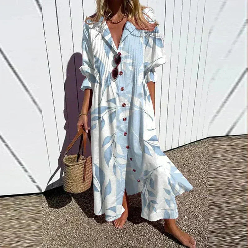 Archana | Boho-maxi-jurk met bloemenprint en lange mouwen