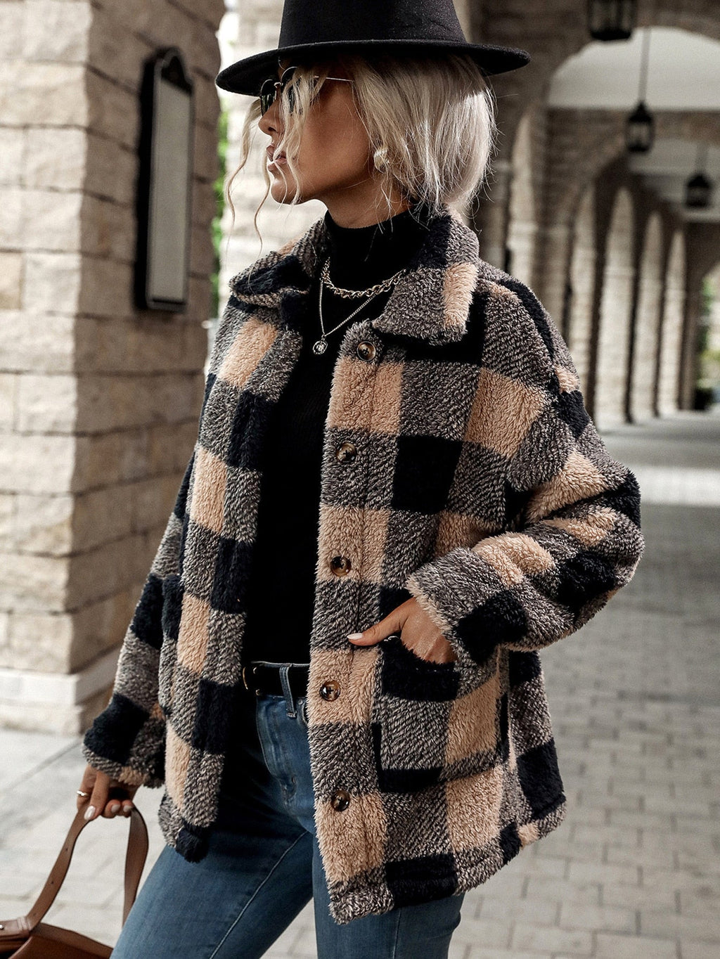 Flanel jacket met knopen voor dames