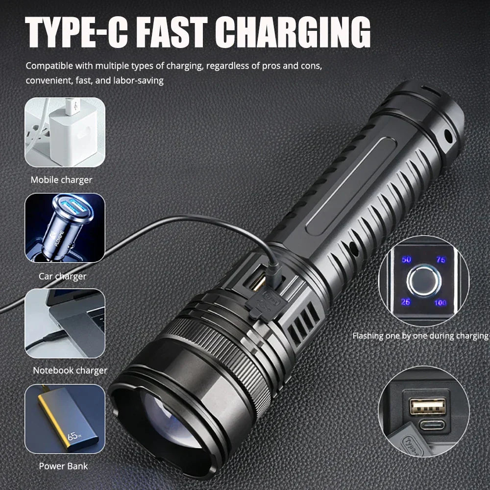 Oplaadbare 10000 lumen LED zaklamp
