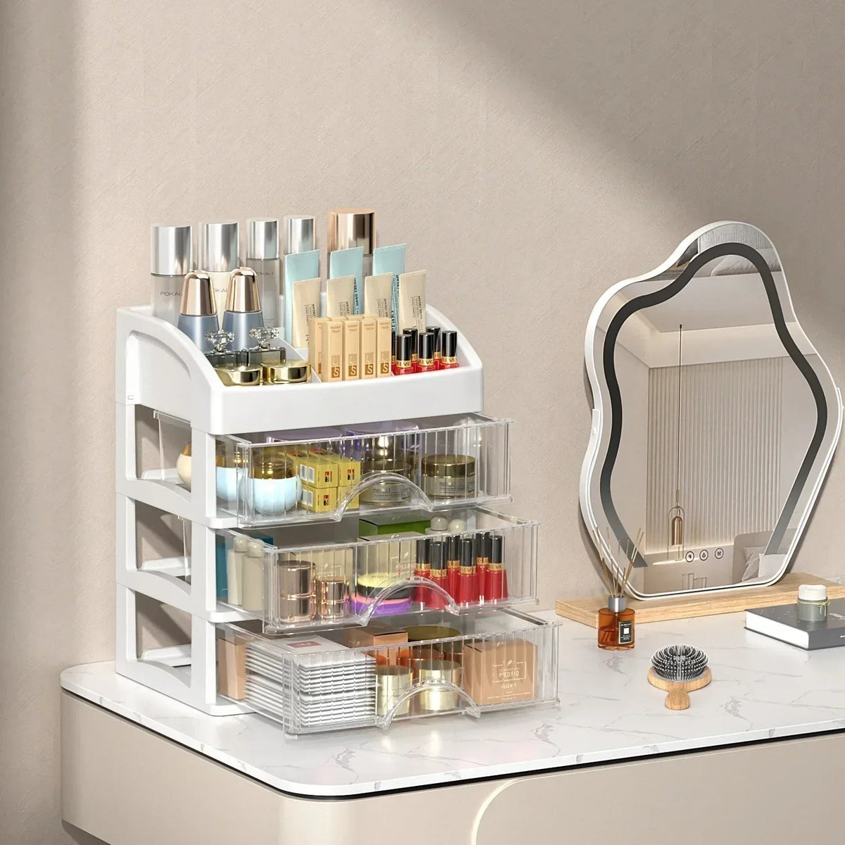 Transparante acryl make-up organizer