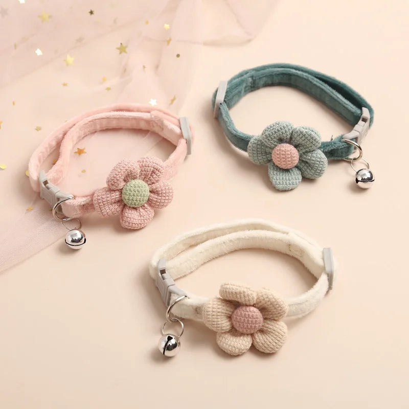 Verstelbare kattenhalsband met bloem