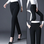 Rechte damesbroek met elastische hoge taille