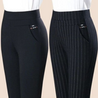 Rechte damesbroek met elastische hoge taille
