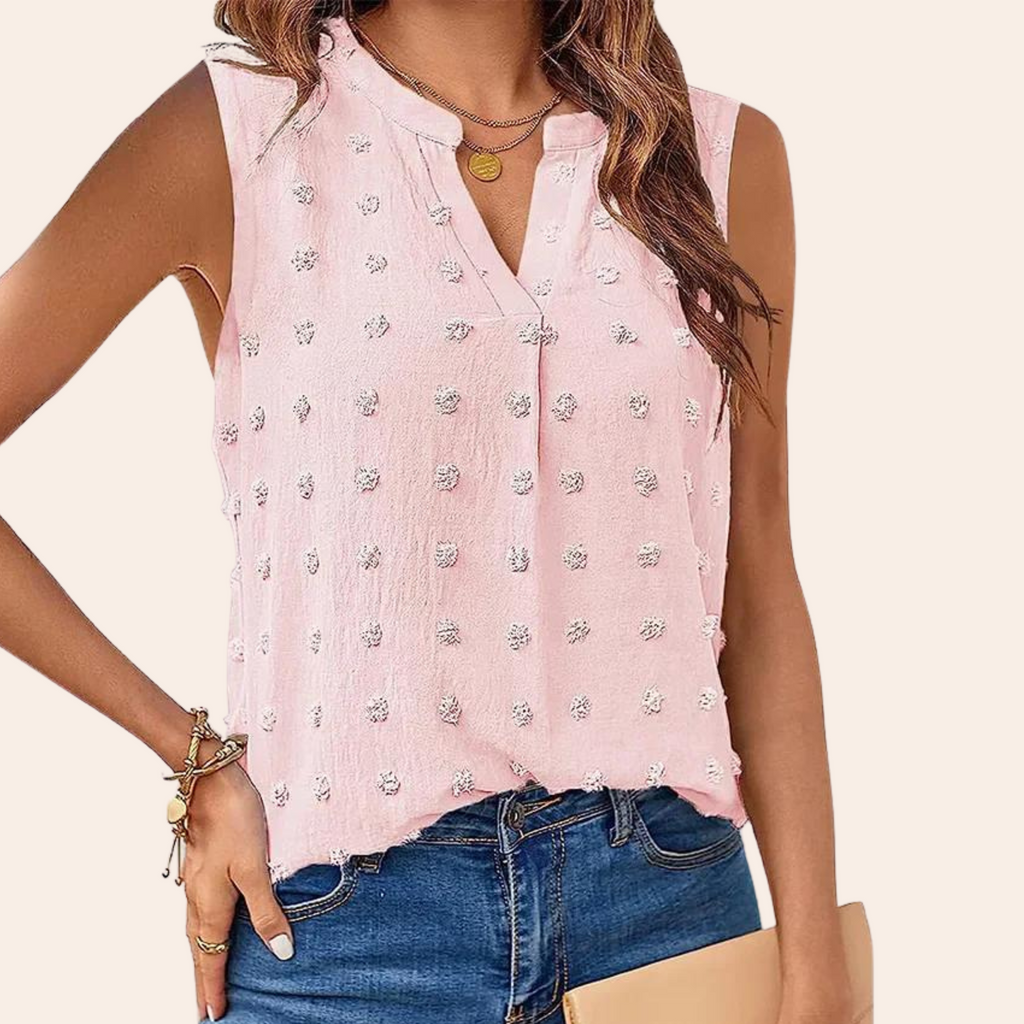 Mouwloze luchtige dames blouse