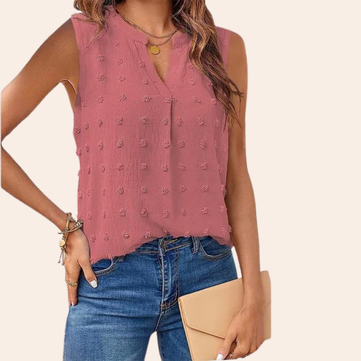 Mouwloze luchtige dames blouse