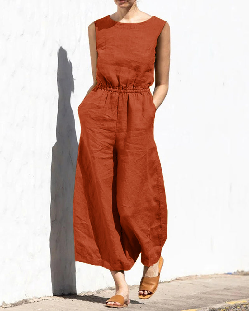 Mouwloze dames jumpsuit met wijde pijpen — afbeelding 16