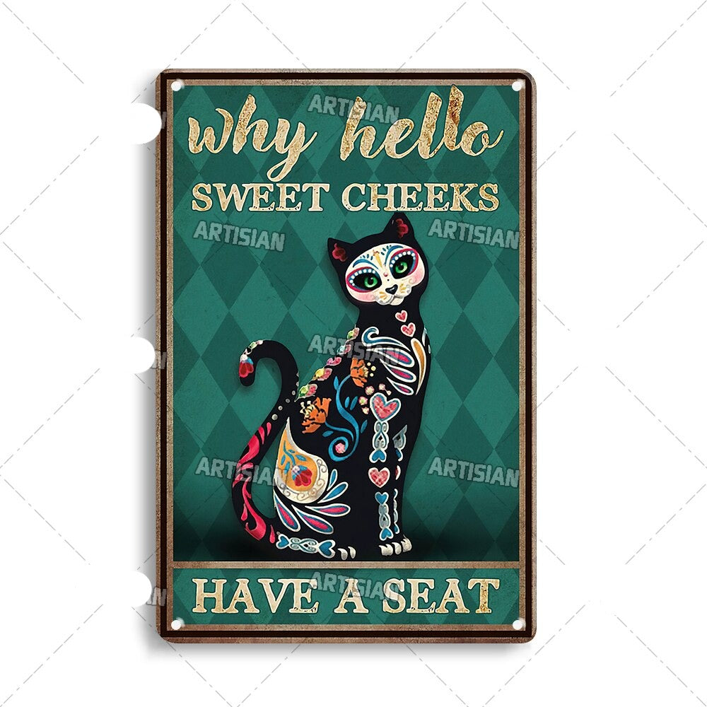 Vintage cat – metalen poster