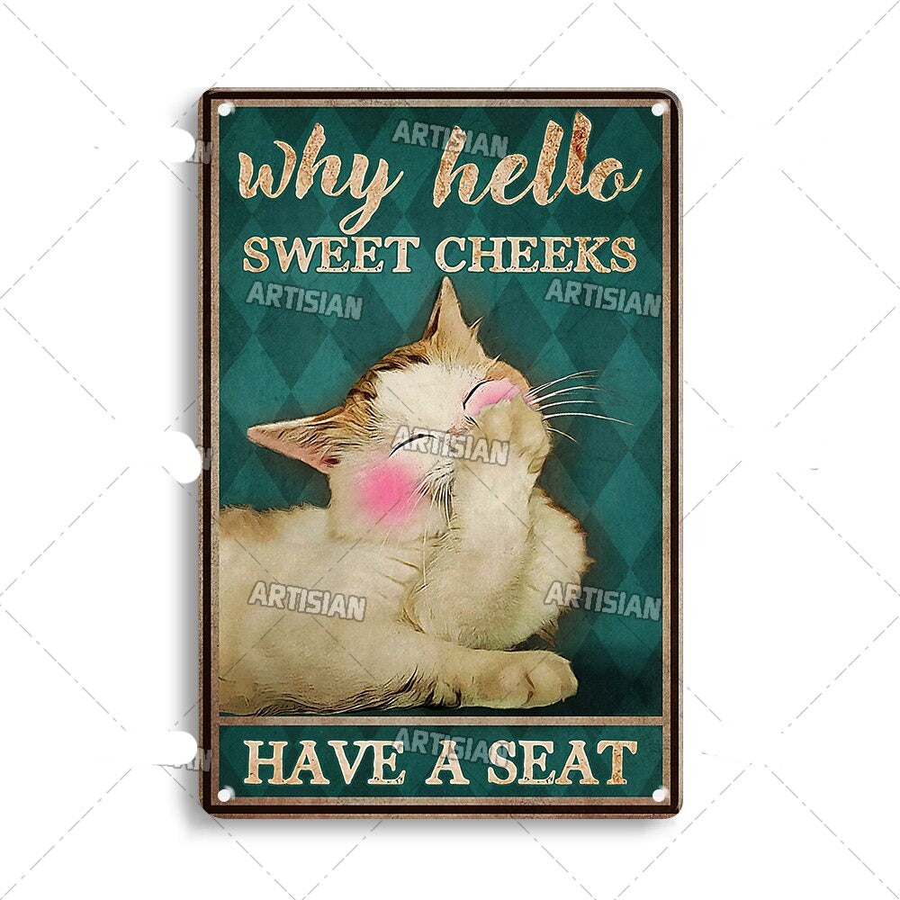 Vintage cat | metalen poster – materiaal: Tin — afbeelding 7