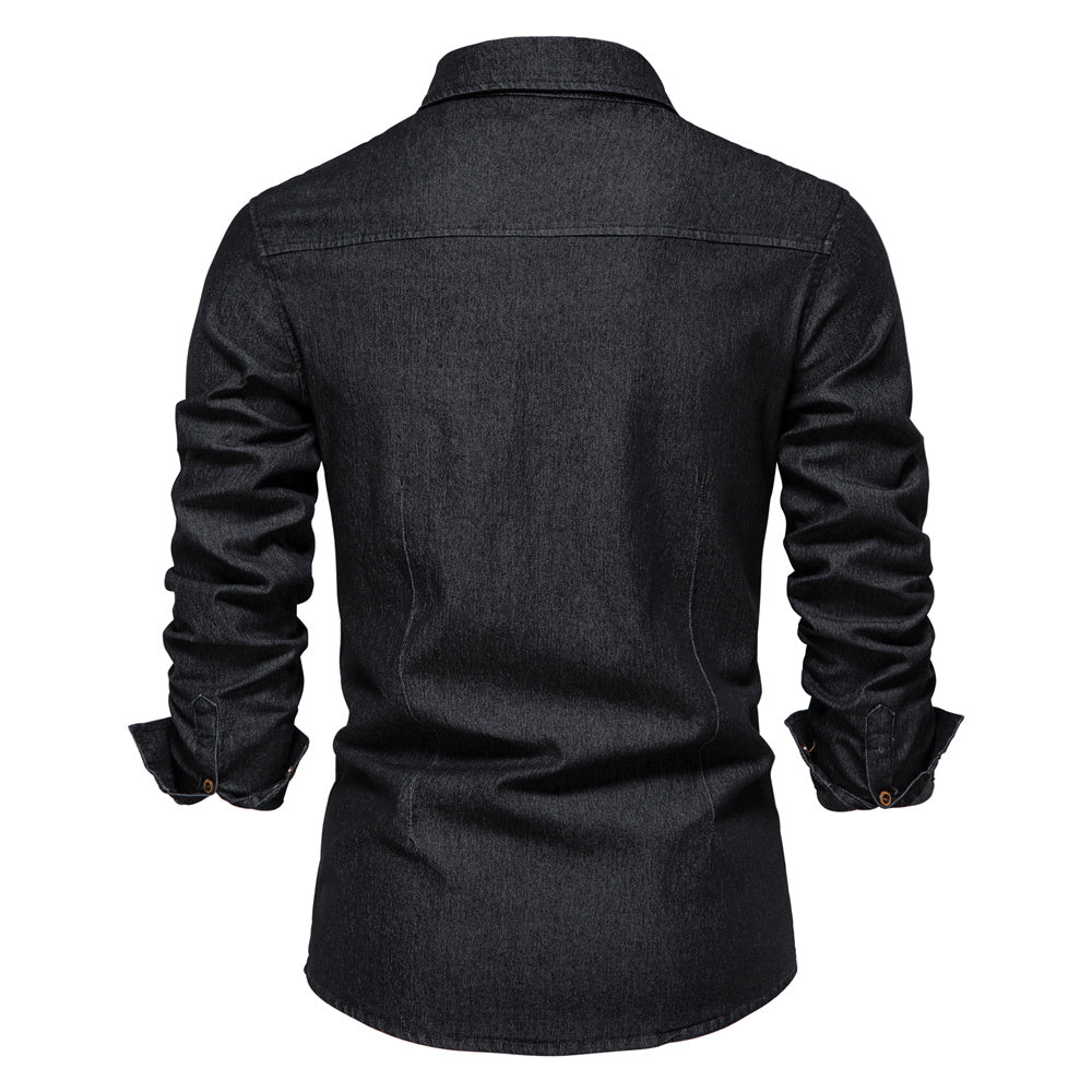 Elastisch katoenen denim overhemd
