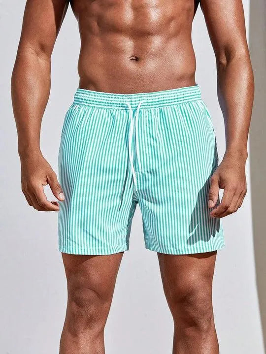 Gestreepte zwemshort met elastische tailleband en trekkoord