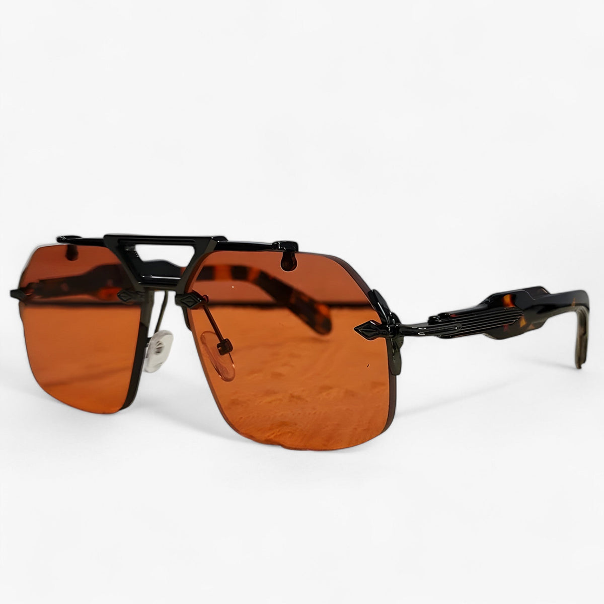 Randloze oversized zonnebril met metalen accenten