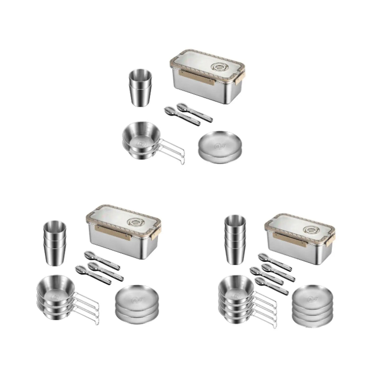 Camping messware kit RVS bestek met opslagdoos