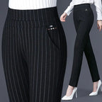 Rechte damesbroek met elastische hoge taille