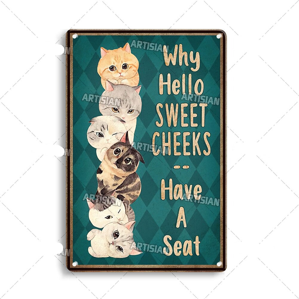 Vintage cat – metalen poster