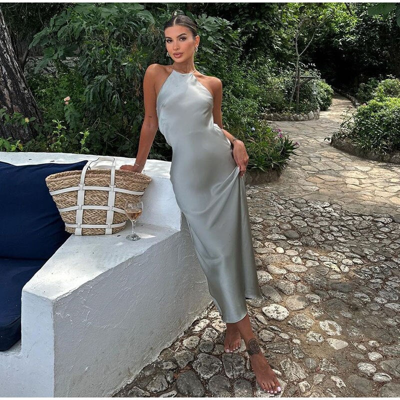Mouwloze maxi-jurk met bandjes