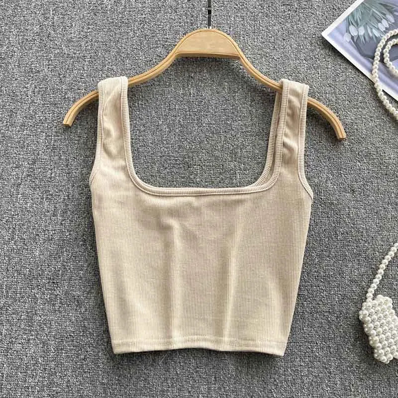 Rugloze cropped tanktop in effen kleur