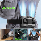 Draagbare heupclipventilator met dubbele luchtuitlaten & 20.000mAh batterij