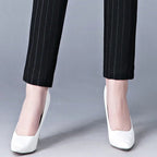 Rechte damesbroek met elastische hoge taille