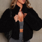 Teddy cropped jas voor dames
