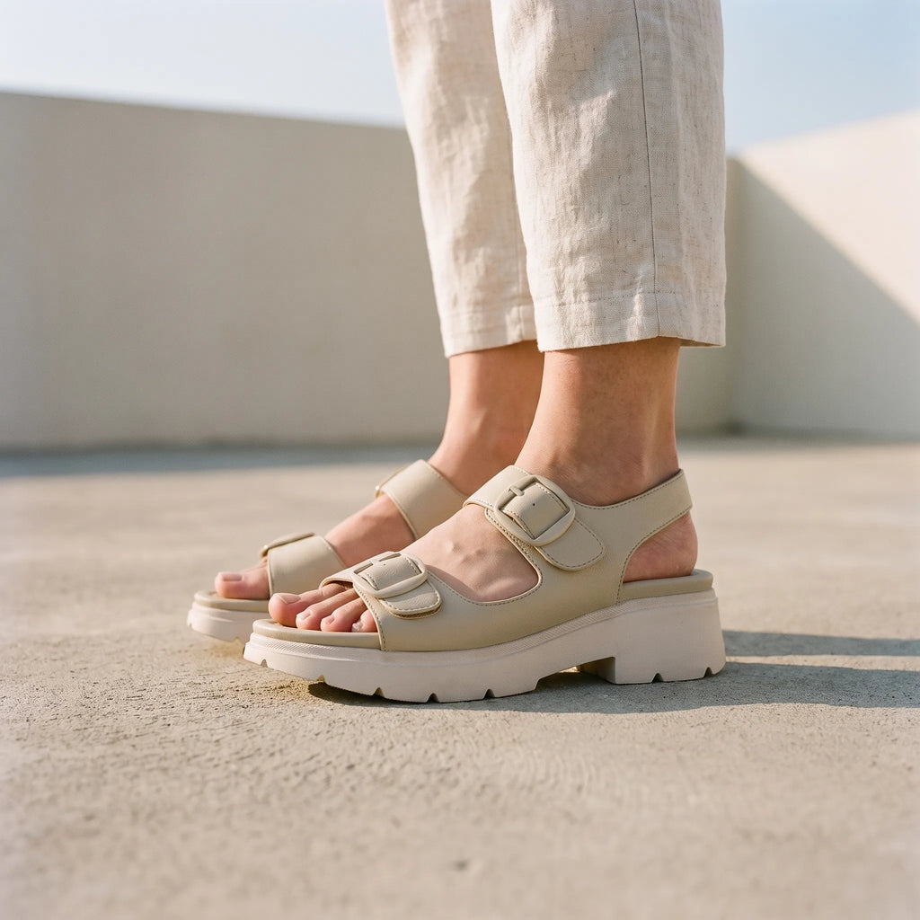 Sandalen met grove plateauzool