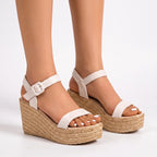 Sandalen met sleehak en open teen — afbeelding 15